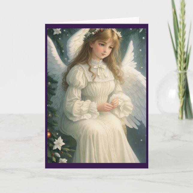 Cartes Pour Fêtes Annuelles Victorian Vintage Retro Christmas Angel (Devant)