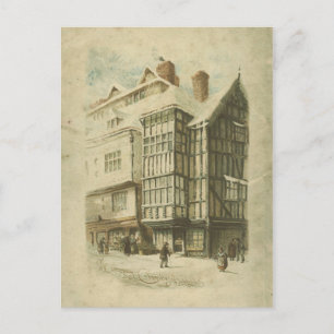 Cartes Pour Fêtes Annuelles Victorienne Noël Ville Vintage Scène déprimée