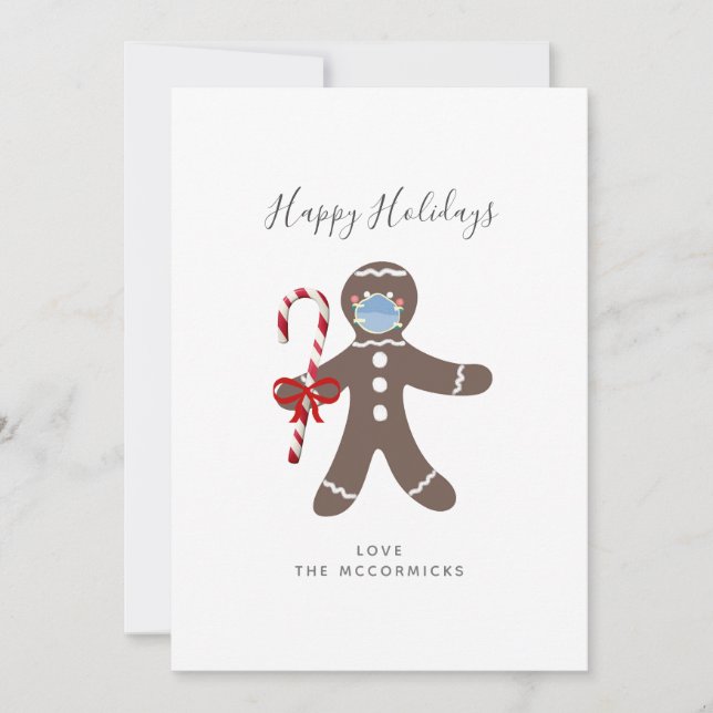 Cartes Pour Fêtes Annuelles Vidéo Noël Drôle Masque Visage Masque Pain D'Épice (Devant)