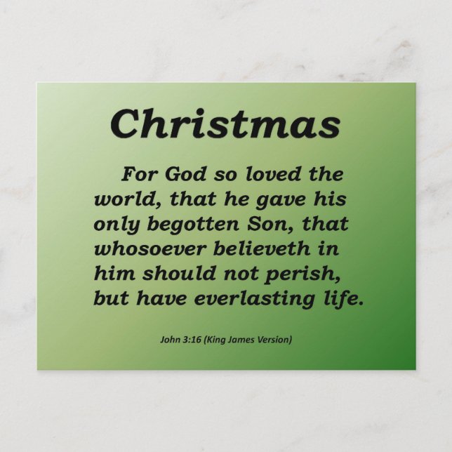 Cartes Pour Fêtes Annuelles Vie éternelle Noël Jean 3-16 (Devant)