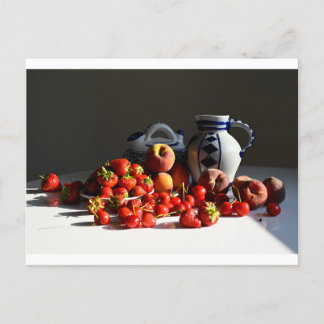 Cartes Pour Fêtes Annuelles Vie morte avec fraises, pêches et cerises