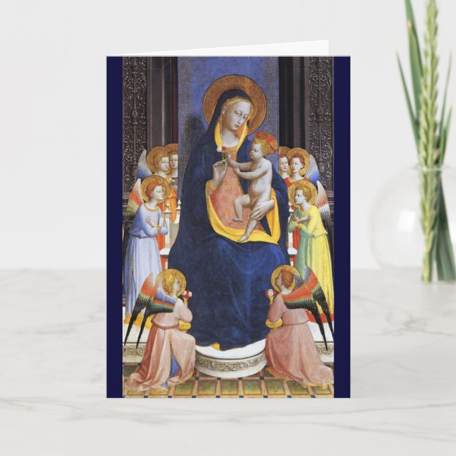 Cartes Pour Fêtes Annuelles VIERGE AVEC ANGELS ET SAINTS POUR ENFANTS, Sapphir (Devant)