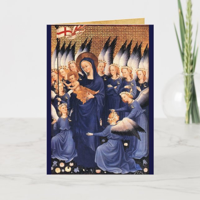 CARTES POUR FÊTES ANNUELLES VIERGE AVEC ENFANT ET ANGELS (Devant)