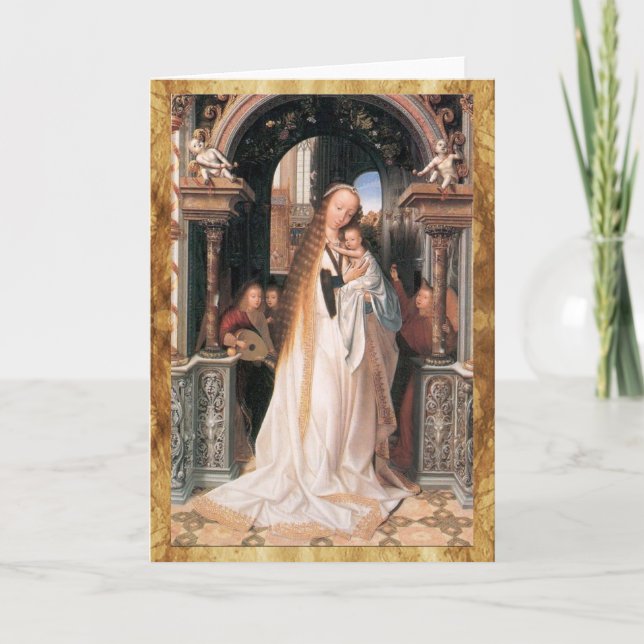 CARTES POUR FÊTES ANNUELLES VIERGE AVEC ENFANT ET ANGELS JOYEZ NOËL (Devant)