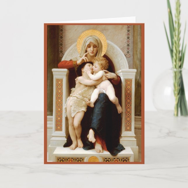 Cartes Pour Fêtes Annuelles Vierge avec enfant & Jean le Baptiste, Bouguereau (Devant)