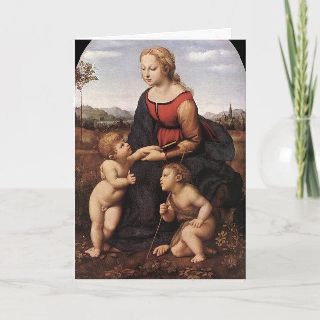 Cartes Pour Fêtes Annuelles Vierge avec Jésus et St John par Raphael (Devant)