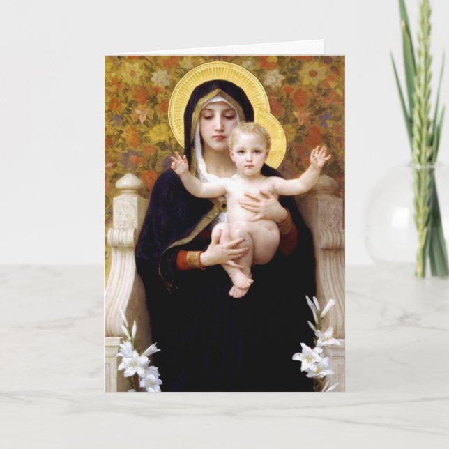 Cartes Pour Fêtes Annuelles Vierge des Lilies - Bouguereau Noël (Devant)