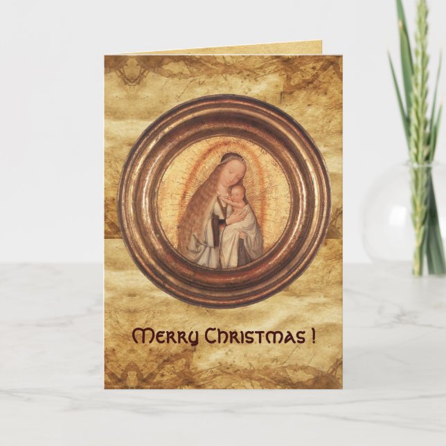 Cartes Pour Fêtes Annuelles VIERGE ET ENFANT, Parchemin (Devant)