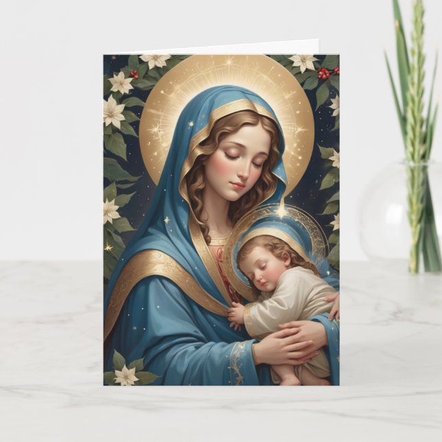 Cartes Pour Fêtes Annuelles Vierge Marie Bienheureuse Catholique Traditionnell (Devant)