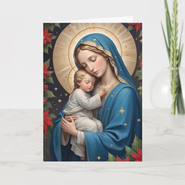 Cartes Pour Fêtes Annuelles Vierge Marie Catholique traditionnelle (Devant)