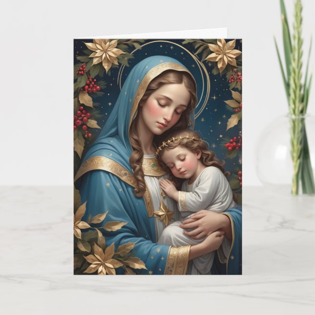 Cartes Pour Fêtes Annuelles Vierge Marie catholique traditionnelle (Devant)