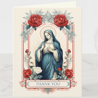 Cartes Pour Fêtes Annuelles Vierge Marie Roses religieux catholiques
