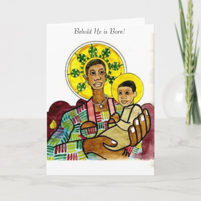 Cartes Pour Fêtes Annuelles Vierge noire et enfant (Devant)
