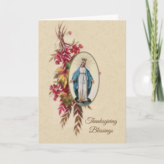 Cartes Pour Fêtes Annuelles Vierge religieuse Mère Mary Thanksgiving (Devant)