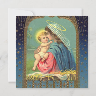 Cartes Pour Fêtes Annuelles Vierge vintage et Noël de l'enfant