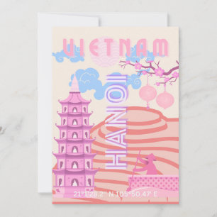 Cartes Pour Fêtes Annuelles Vietnam Travel Art, rose