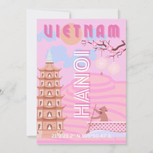 Cartes Pour Fêtes Annuelles Vietnam Travel Art, rose