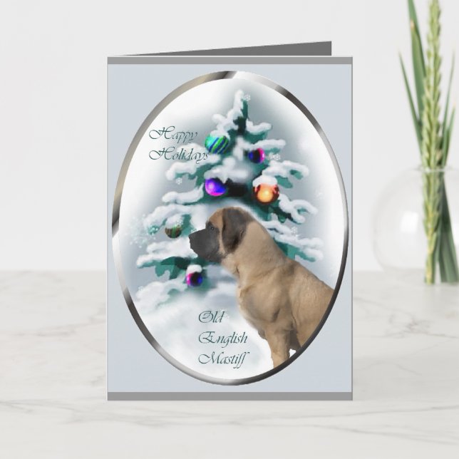 Cartes Pour Fêtes Annuelles Vieux cadeaux anglais de Noël de mastiff (Devant)