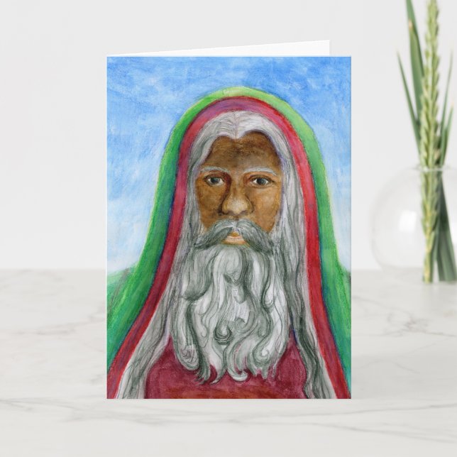 Cartes Pour Fêtes Annuelles Vieux Monde Père Noël d'Afro-américain (Devant)
