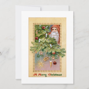 Cartes Pour Fêtes Annuelles Vieux Monde Père Noël et Arbre décoré