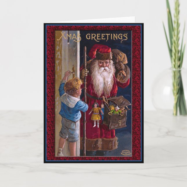 Cartes Pour Fêtes Annuelles Vieux Monde Père Noël Noël Salutations (Devant)