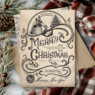 Cartes Pour Fêtes Annuelles Vieux Monde Vintage Joyeux Noël Chant Dickens