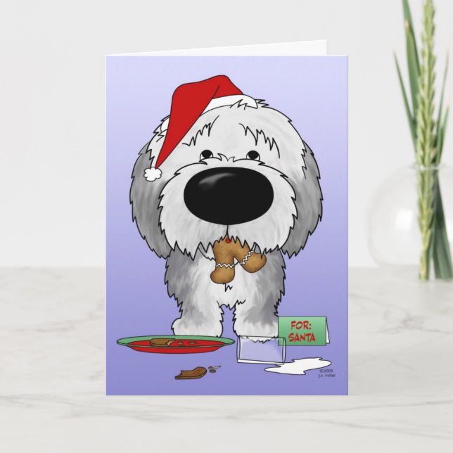 Cartes Pour Fêtes Annuelles Vieux Noël de Sheepdog (Devant)