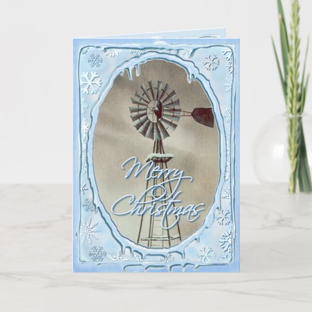 Cartes Pour Fêtes Annuelles VIEUX WINDMILL & ICICLES par SHARON SHARPE (Devant)