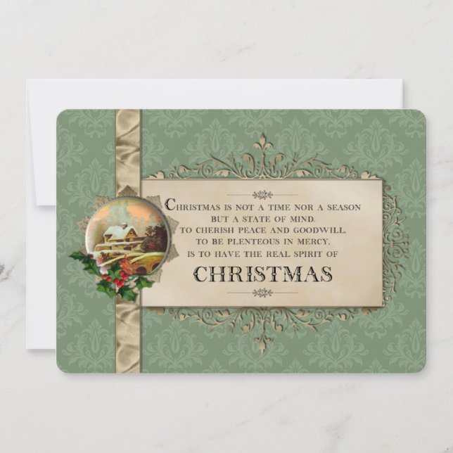 Cartes Pour Fêtes Annuelles Vignette de vacances rustique avec ruban (Devant)
