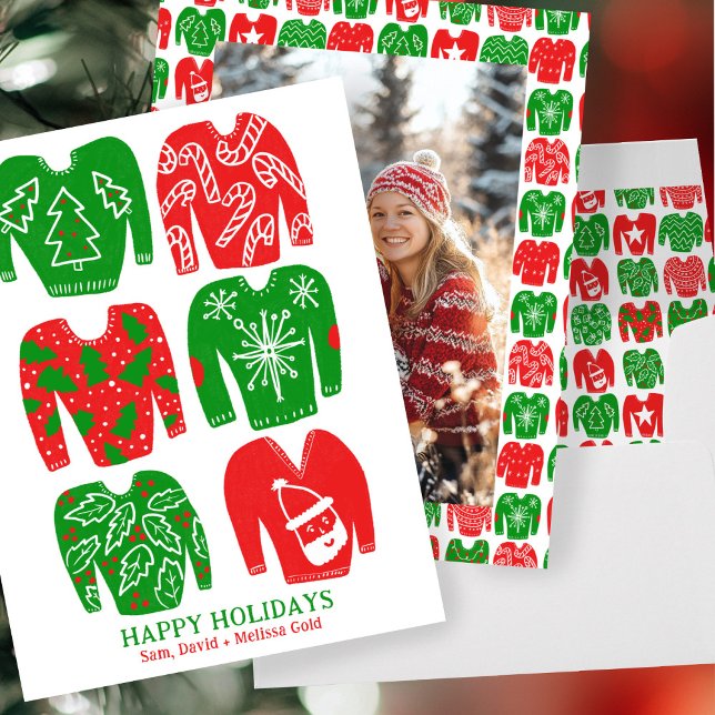 Cartes Pour Fêtes Annuelles Vilains pulls de Noël PHOTO SUR MESURE (Ugly Christmas Sweaters CUSTOM PHOTO Holiday Card
)