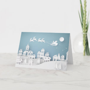 Cartes Pour Fêtes Annuelles Village de découpe de papier 3D