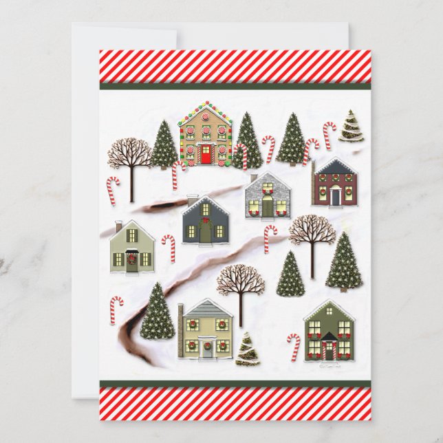Cartes Pour Fêtes Annuelles Village de Noël (Devant)