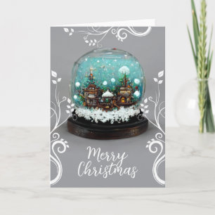 Cartes Pour Fêtes Annuelles Village de Noël boule de verre flocons de neige No