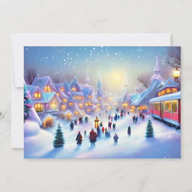 Cartes Pour Fêtes Annuelles village de Noël budget train de Noël (Devant)