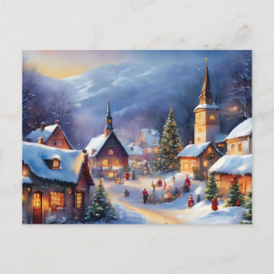 Cartes Pour Fêtes Annuelles Village de Noël dans les montagnes Hiver