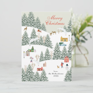 Cartes Pour Fêtes Annuelles Village de Noël Non Photo Rouge