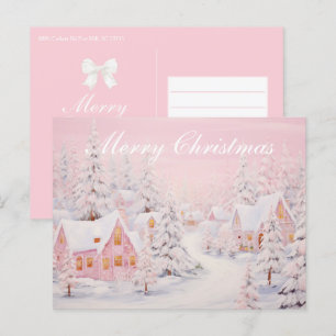 Cartes Pour Fêtes Annuelles Village de Noël rose de Preppy