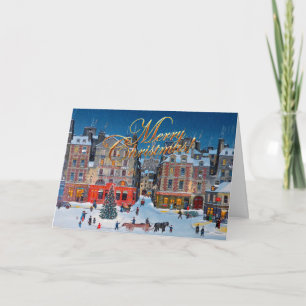 Cartes Pour Fêtes Annuelles Village de Noël vintage Joyeux Noël