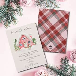 Cartes Pour Fêtes Annuelles Village de Noël vintage rose non photo