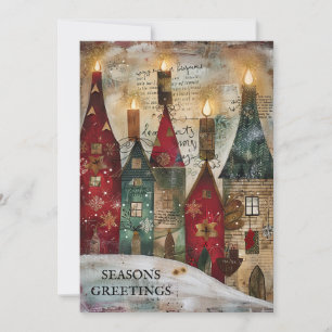 Cartes Pour Fêtes Annuelles Village de Noël vintage Salutations de la saison
