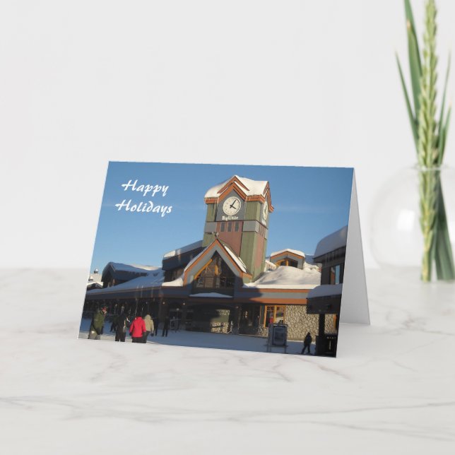 Cartes Pour Fêtes Annuelles Village de ski d'hiver (Devant)