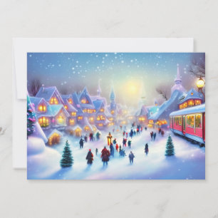 Cartes Pour Fêtes Annuelles village de train de Noël budget Noël