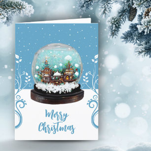 Cartes Pour Fêtes Annuelles Village d'hiver boule de neige Plante grimpante No
