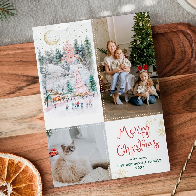 Cartes Pour Fêtes Annuelles Village d'hiver Whimsical Joyeux Noël 2 Photo (Créateur téléchargé)