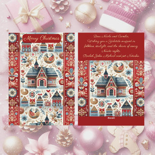 Cartes Pour Fêtes Annuelles Village scandinave Cabane de Noël d'art nordique