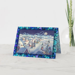 Cartes Pour Fêtes Annuelles VILLE DE NOËL & VERRE STAINÉ par SHARON SHARPE