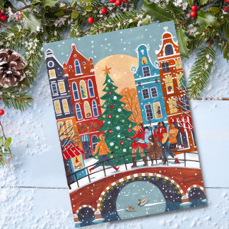 Cartes Pour Fêtes Annuelles Ville moderne Amsterdam Noël