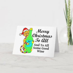 Cartes Pour Fêtes Annuelles Vin Chat Noël "...Et À Tous Un Bon Vin"