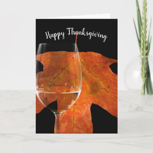 Cartes Pour Fêtes Annuelles Vin d'action de grâce et feuille (Devant)