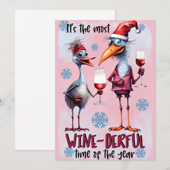 Cartes Pour Fêtes Annuelles Vin Derful (Devant / Derrière)